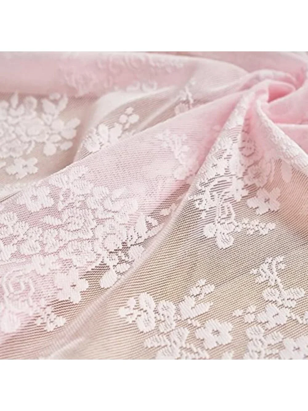 Cute Vintage Lace Curtains - Sheer Pink Floral Drapes for Girls' Room, 2 Panels